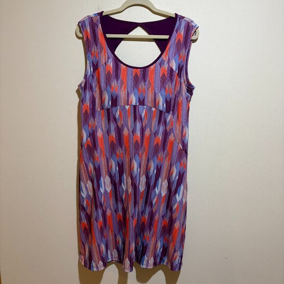 Prana Calico Active Dress Grapevine Gemstone Print Pattern Open Back Sleeveless. - Picture 2 of 10
